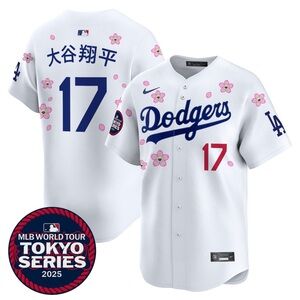 Nike Los Angeles Dodgers Shohei Ohtani White Cherry Blossom Jersey (17)